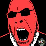 clothes glasses glowing green national_intelligence_organization open_mouth soyjak stubble suit sunglasses trend:glowie variant:cobson // 721x720 // 49.8KB