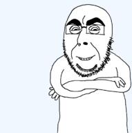 artist:ScientoloJu cobsontalks crossed_arms glasses rantsona smile soyjak stubble subvariant:cobsonTALKS variant:cobson // 760x762 // 11.4KB