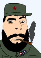 beard brown_eyes cap cigar clothes communism confused cuba dictator fidel_castro flag:cuba hat history meta:tagme red_star smoke smoking star variant:cobson white_star // 621x880 // 73.6KB