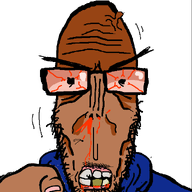 angry animated award beard brown_skin crying european european_union flag flag:european_union glasses half_open_mouth hand mutt pointing red_eyes seething shitskin star_(symbol) subvariant:euromutt sweater variant:markiplier_soyjak // 594x797 // 70.5KB