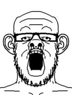 ear glasses mustache open_mouth retard soyjak stubble variant:a24_slowburn_soyjak // 395x520 // 9.0KB