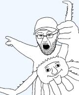 aliased angry arm closed_mouth clothes crab deadliest_catch fishing frank_hassle glasses hand hat holding_object mustache open_mouth pointing smile soyjak stubble transparent_background variant:crabjak // 1170x1395 // 54.1KB