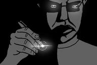 dark darkness flare glasses glowing_eyes hand head holding_object light light_flare looking_at_you ominous pen shadow subvariant:chudjak_front subvariant:pol_face torso variant:chudjak // 615x410 // 60.6KB