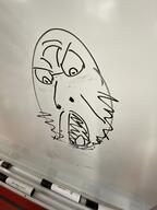 drawing irl open_mouth redraw soyjak variant:cobson // 4032x3024 // 2.3MB