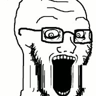 animated crazed down glasses looking moving open_mouth shaking soyjak stretched_mouth stubble subvariant:soyak_(crazed) variant:soyak // 645x805 // 741.1KB