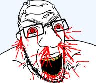 angry blood blood_from_eyes blood_from_mouth blood_on_face bloodshot_eyes ear eyebrows glasses open_mouth seething stubble subvariant:demorage subvariant:feralrage variant:demojak variant:feraljak vein yellow_teeth // 750x650 // 56.4KB