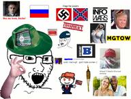 arm clothes confederate country donald_trump fedora flag glasses hand hat infowars interracial jordan_peterson kekistan maga nazism open_mouth reddit redpill russia soy soyjak soylent star_of_david stubble swastika torch united_states variant:soyak // 1024x773 // 117.0KB