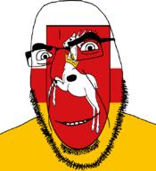 animal country deer flag flag:lublin full_head glasses hair looking_at_you lublin open_mouth poland smile soyjak stubble teeth text variant:cobson voivodeship // 775x849 // 87.7KB