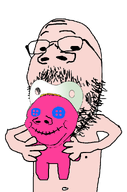 baby babyjak bald button button_eyes deformed doll doll_(user) full_body holding_object mouth_closed no_glasses no_stubble pink_skin sewn smile subvariant:jacobson variant:a24_slowburn_soyjak // 676x1021 // 123.8KB