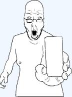 bald beard glasses open_mouth phone soyjak stretched_mouth stubble template transparent_background variant:temugirljak // 813x1081 // 24.9KB