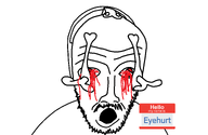 beard blood bloodshot_eyes glasses hello_my_name_is_(sticker) ias meta:namefags meta:self_insert name_tag namefags nuvariant open_eyes pain paint red_eyes soyjak tag text torture variant:unknown white // 1536x997 // 50.9KB
