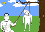 3soyjaks ack bald buff glasses hanging looking_at_you lynching muscles open_mouth rope smile stubble subvariant:carbjak subvariant:wholesome_soyjak sun tree variant:gapejak variant:markiplier_soyjak variant:vlodson vlodson_will_never_be_a_gem // 2048x1462 // 539.6KB