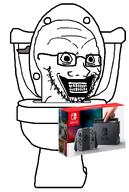 closed_mouth glasses gums happy looking_to_the_right nintendo nintendo_switch series:skibidi_soyjaks skibidi skibidi_toilet smile soyboy soyjak stretched_mouth stretched_nose stubble teeth toilet variant:soyak video_game white_background wide_eyes // 1000x1494 // 289.5KB