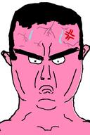 anger_mark bloodshot_eyes ear hair pink_skin soyjak subvariant:chudjak_front sweating variant:chudjak vein // 392x590 // 20.6KB