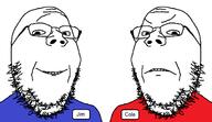 2soyjaks angry clothes coal gem glasses smile soyjak soyjaks stubble variant:gapejak // 1378x800 // 53.3KB