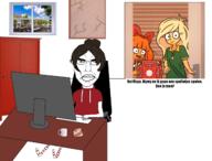 chud coco_(ongezellig) computer desk dutch dutch_text glasses maya_(ongezellig) mymy neet netherlands ongezellig orange_hair orange_skin sock striped_clothing // 2250x1712 // 1.3MB