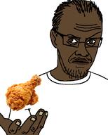 bald black_skin chicken closed_mouth glasses hand nigger variant:rolljak // 480x600 // 66.4KB