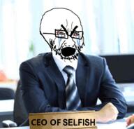 angry animated bloodshot_eyes ceo closed_eyes clothes cringe cry_me_a_river crying distorted drowning glasses irl_background necktie open_mouth scared selfish_little_fuck soyjak stubble suit thick_eyebrows variant:cryboy_soyjak // 607x581 // 2.9MB