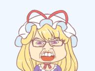 anime clothes gapfag glasses gyate_gyate hat mustache open_mouth purple_eyes series:gyatejaks soyjak touhou variant:feraljak video_game white_skin yakumo_yukari yellow_hair // 800x600 // 30.0KB