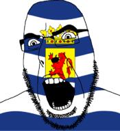 angry animal crown flag flag:zeeland full_head glasses hair lion looking_to_the_right netherlands open_mouth soyjak stubble teeth variant:cobson zeeland // 721x789 // 84.7KB