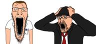 2soyjaks arm avgn clothes doug_walker full_body glasses hair hand hat nostalgia_critic open_mouth scared stubble variant:NasalIrrigation variant:nostaljak white_skin // 2344x1078 // 33.0KB