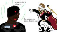black_skin canada chad chad_thundercock emo_hair france glasses imperator_(user) indian lips mustache napoleon_III pajeet redeem shitskin slave soyjak stinky stubble text variant:chudjak virgin_vs_chad // 1350x770 // 155.8KB