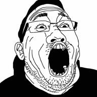 clothes ear glasses hair markiplier mustache open_mouth redraw soyjak stubble variant:markiplier_soyjak2 // 947x947 // 352.1KB