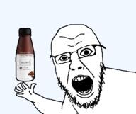 animated arm chocolate finger fist floating glasses hand irl levitating liquid open_mouth soy soyjak soylent soylent:bottle soylent_(creamy_chocolate) stubble telekinesis text variant:yurjak vein // 620x520 // 458.4KB
