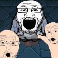 3soyjaks angel arm glasses god hand isaac mustache open_mouth pointing soyjak statue stubble the_binding_of_isaac variant:markiplier_soyjak variant:two_pointing_soyjaks video_game white_skin wing // 755x755 // 584.9KB