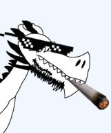 artist:crimsonvoidhydra1488 cigarette closed_mouth glasses horn sharp_teeth spike spikes teeth variant:dragonjak // 380x453 // 32.6KB
