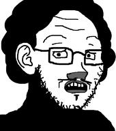 BiggityBiggityBoo afro clothes ear face_paint glasses greyscale looking_at_you mime mustache open_mouth scared soyjak stubble subvariant:soyak_(concerned) variant:soyak white_background white_skin // 680x768 // 14.8KB
