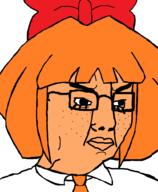 angry closed_mouth clothes glasses hair hair_ribbon mymy necktie ongezellig orange_hair orange_skin soyjak variant:chudjak // 803x976 // 32.8KB