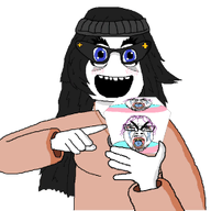 animated arm avengers beanie blue_eyes clothes cube glasses hair hand happy holding_object necklace tranny variant:bernd variant:soytan // 275x275 // 121.1KB