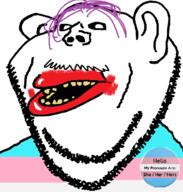 lips lipstick mustache purple_hair tranny variant:impish_soyak_ears yellow_teeth // 598x628 // 55.3KB