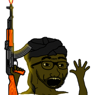 ak-47 animated arab arm brown_skin excited glasses gun hand islam open_mouth shaking soyjak stubble terrorist turban variant:excited_soyjak weapon yellow_sclera yellow_teeth // 456x580 // 128.7KB