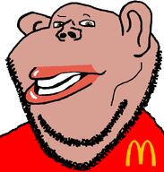 brown_eyes brown_skin ear eyebrows lips looking_at_you mcdonalds mutt nose red_shirt stubble subvariant:impish_ameriaryan subvariant:impish_amerimutt variant:impish_soyak_ears white_teeth // 598x628 // 22.5KB