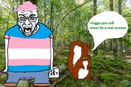 2soyjaks background crying full_body glasses hair open_mouth pink_hair stubble subvariant:feralsquirrel tranny transgender_flag trend:squirreljakking variant:feraljak variant:rupturejak // 1000x667 // 358.0KB