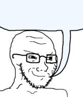 closed_mouth glasses smile smug soyjak speech_bubble_empty stubble variant:soyak // 914x1076 // 3.8MB