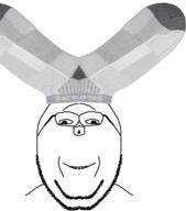 glasses smile sock soyjak stubble subvariant:wholesome_soyjak variant:gapejak // 421x479 // 125.3KB
