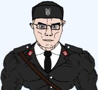 blond blue_eyes clothes collar_tabs glasses hat looking_at_you military military_uniform muscles muscular_male nazism necktie subvariant:muscular_chud uniform ustasha ustasha_cap ustashism variant:chudjak white_skin world_war_2 // 1059x970 // 74.6KB