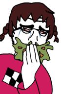 anime bloodshot_eyes clothes crying glasses hair hand not_a_FUCKING_SOYJAK pain pigtails soyjak stubble tshirt variant:nulljak vomit yume_nikki // 350x537 // 6.9KB