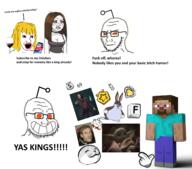 3soyjaks antenna baby_yoda calarts closed_mouth concerned female glass grin hair iphone keanu_reeves makeup minecraft open_mouth orange_eyes pewdiepie phone reddit reddit_gold reddit_moment smile soyjak stubble text variant:soyak wine wine_aunt yellow_hair // 1406x1239 // 984.2KB