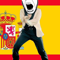 animated country dance flag flag:spain full_body gangnam_style glasses irl open_mouth push_pin soyjak spain sticky stubble variant:cobson // 300x460 // 580.0KB