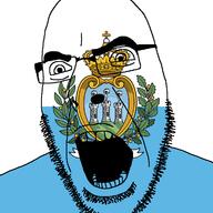 angry castle country cross crown flag glasses open_mouth san_marino soyjak stubble variant:cobson // 721x720 // 117.2KB