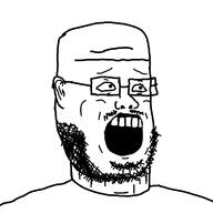 beard ear forehead_line glasses horrified open_mouth scared soyjak teeth terrified terror variant:jamie // 720x720 // 26.7KB