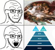 alpha_male closed_mouth glasses god hierarchy open_mouth religion sigma_male soyence soyjak variant:soyak // 680x618 // 442.1KB