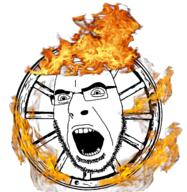 burning fire glasses japan stubble variant:cobson wanyudo wheel yokai // 1257x1290 // 1.3MB