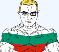 blue_eyes bulgaria clothes eyes_like_the_o-o-cean flag flag:bulgaria looking_at_you subvariant:muscular_chud tshirt variant:chudjak yellow_hair // 1051x929 // 85.3KB
