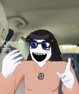 ai_but_not_completely_ai_doe blue_eyes car car_interior cringe glasses hair hand headband long_hair necklace open_mouth soyjak starbies starbucks tiktok variant:soytan vehicle video viggle viggle_ai // 406x480, 33.1s // 2.7MB