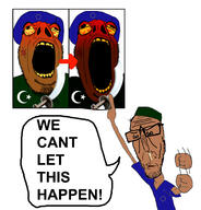 angry arab blue_skin brown_skin crescent_and_star demonic europe european_union fist islam meme muslims screaming shitskin subvariant:cobson_up subvariant:euromutt sword taqiyah towel_head variant:cobson variant:markiplier_soyjak yellow_teeth // 1592x1660 // 862.4KB